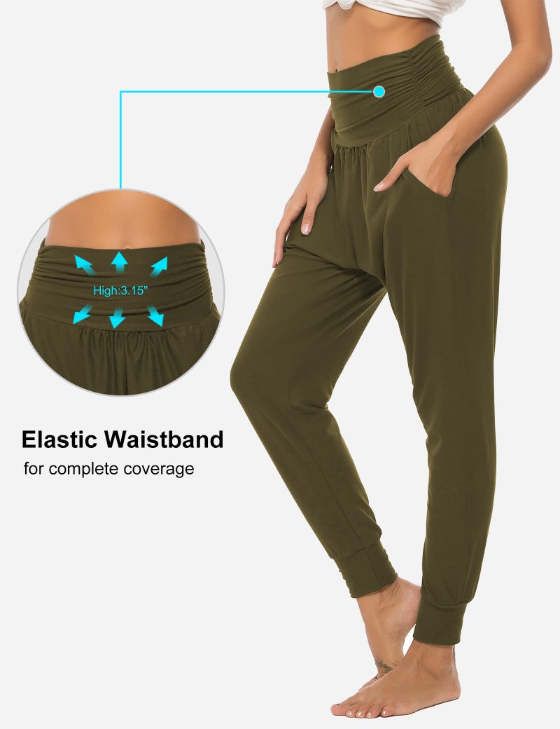DIBAOLONG Womens Yoga Sweatpants Loose Workout Joggers Pants Comfy Lounge Pants with Pockets Army Green M - Image 4